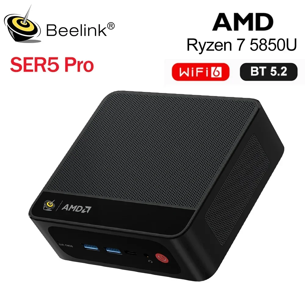 Top! Beelink Ryzen7 AMD 5800H SER5 Max Mini PC DDR4 16GB RAM 500GB NVME SSD 5850U 1T support WiFi6 4K Triple Screen Desktop Comp