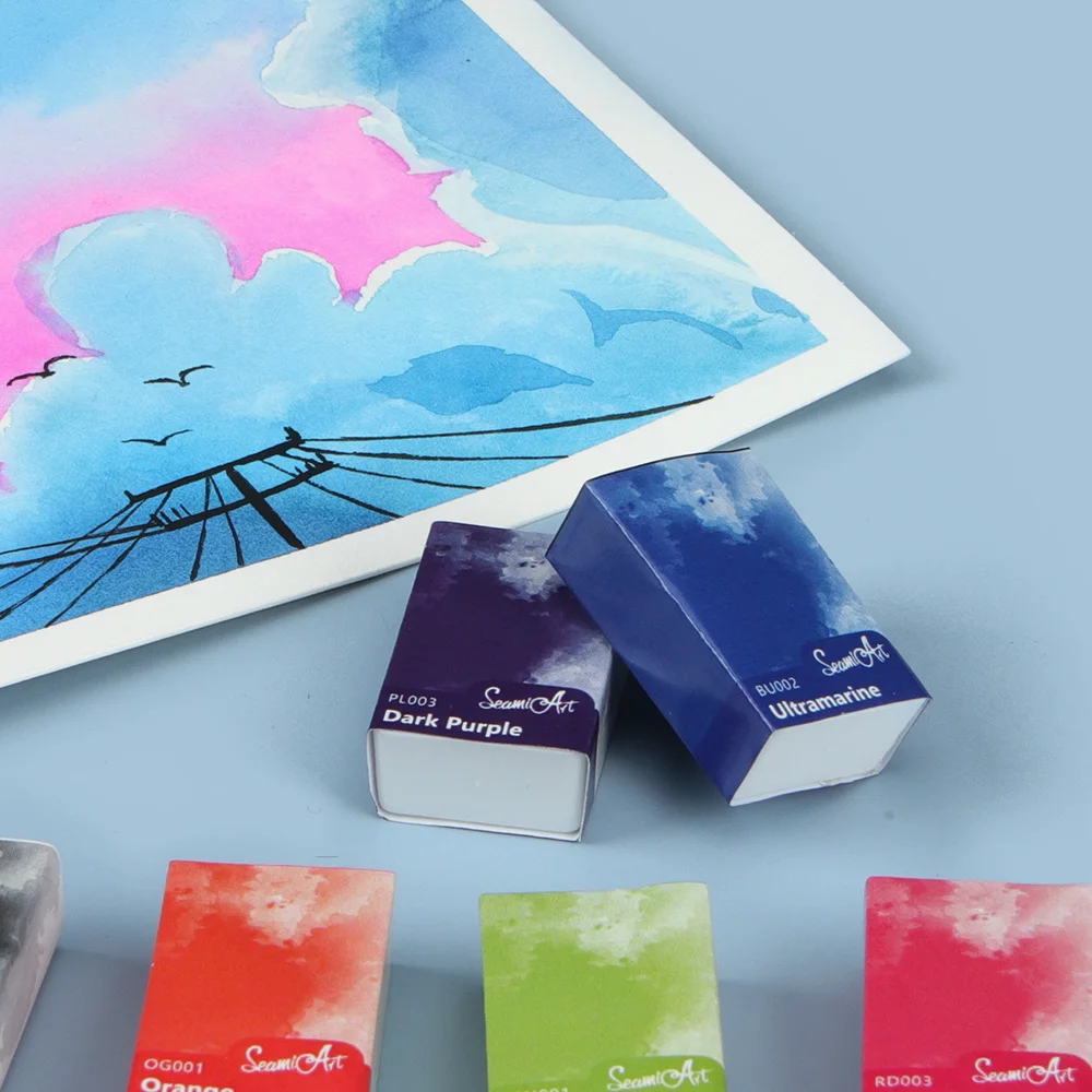 SeamiArt Mới 26 Màu Loại Đơn Full Chảo Nghệ Sĩ Cao Cấp Chắc Chắn Sơn Màu Nước Cho Nghệ Thuật Vẽ Nghệ Thuật Tiếp Liệu