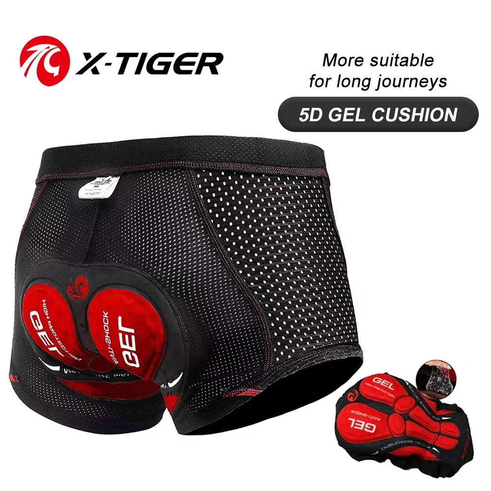 X-TIGER-ropa interior de ciclismo para hombre, pantalones cortos con almohadilla de Gel 5D, transpirables, antideslizantes, para bicicleta de montaña y carretera