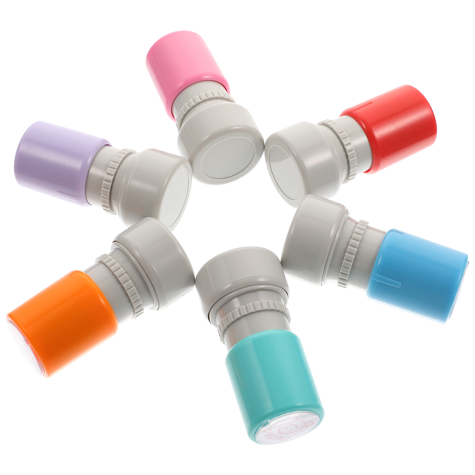 6-teilige Cartoon-Kapitel-Stempel für Kinder, tragbare Lehrer-Stempel aus Kunststoff für Studenten, kleine Kleinkinder