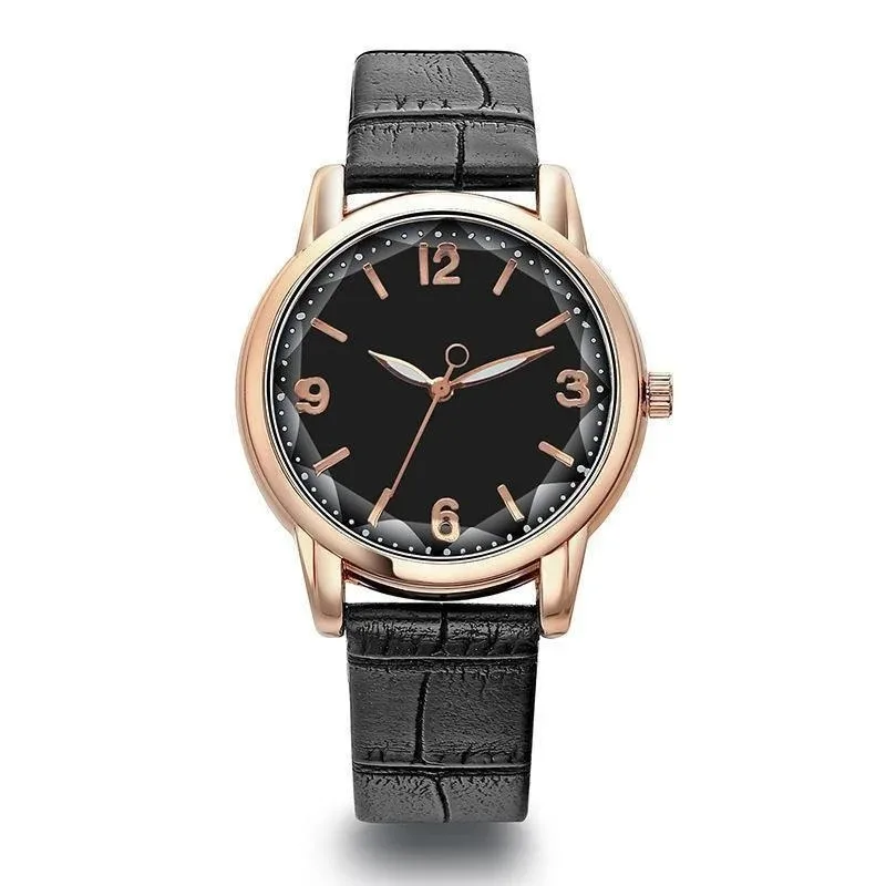 Reloj de cuarzo con correa de cuero para mujer, cronógrafo de lujo con esfera de cristal poligonal, creativo, a la moda