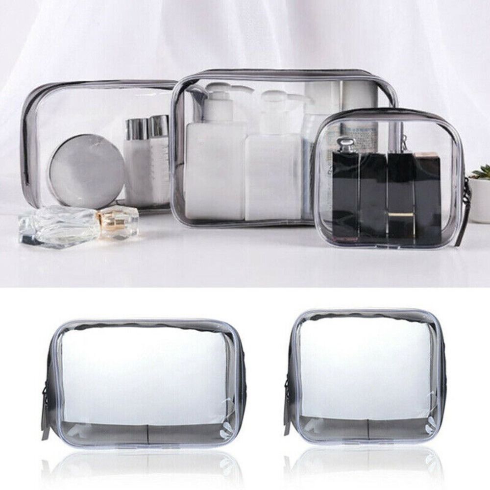 Bolsa de viaje de PVC portátil, bolsa de maquillaje transparente de gran capacidad, bolsa de almacenamiento de cosméticos, viaje