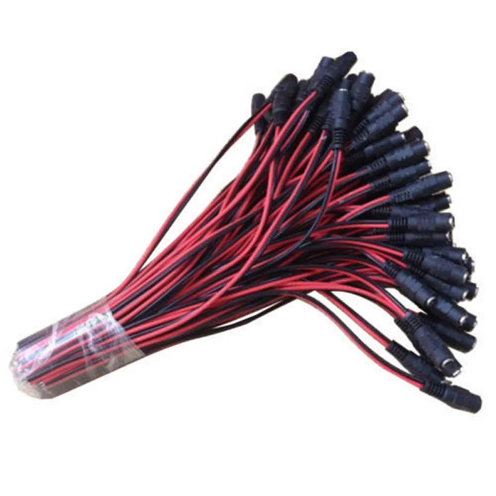 10 unids/lote 2,1x5,5 Mm enchufe macho hembra 12V CC Cable flexible para cámara Cctv conector extensión trasera 12V DC Cable