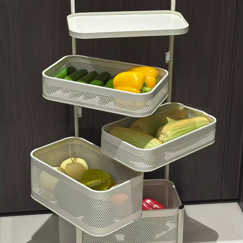 Rotating Multi-functional Storage Rack Household Floor-standing Multi-layer Snack Trolley Trolley Cart Household Furniture