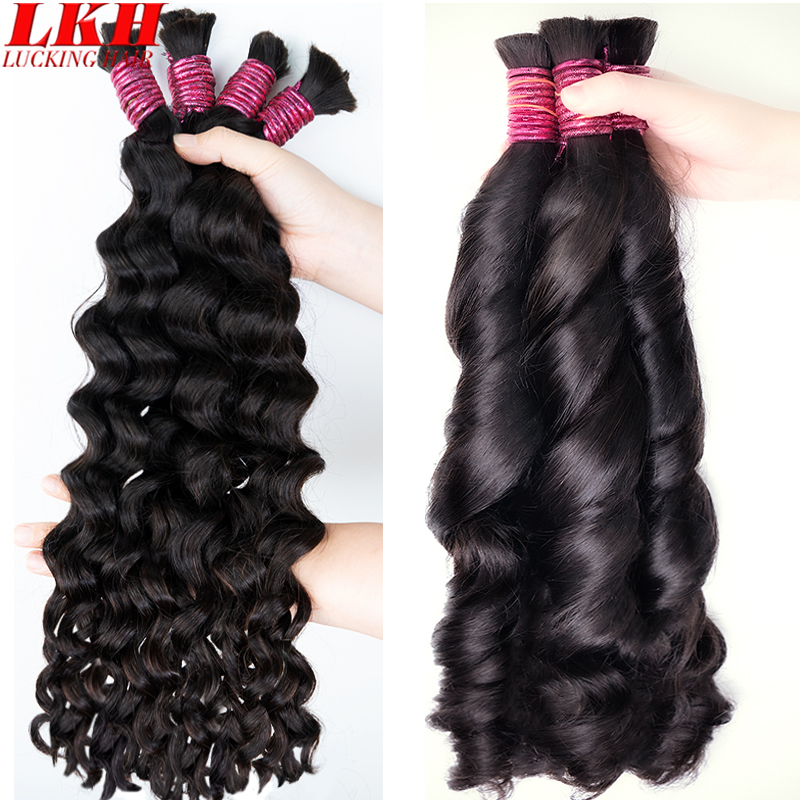 Indian Raw Vietnamese Lucking Human Hair Bundles For Braiding Unprocessed No Weft Full Ends Thicker Human Hair Bulk Extensions