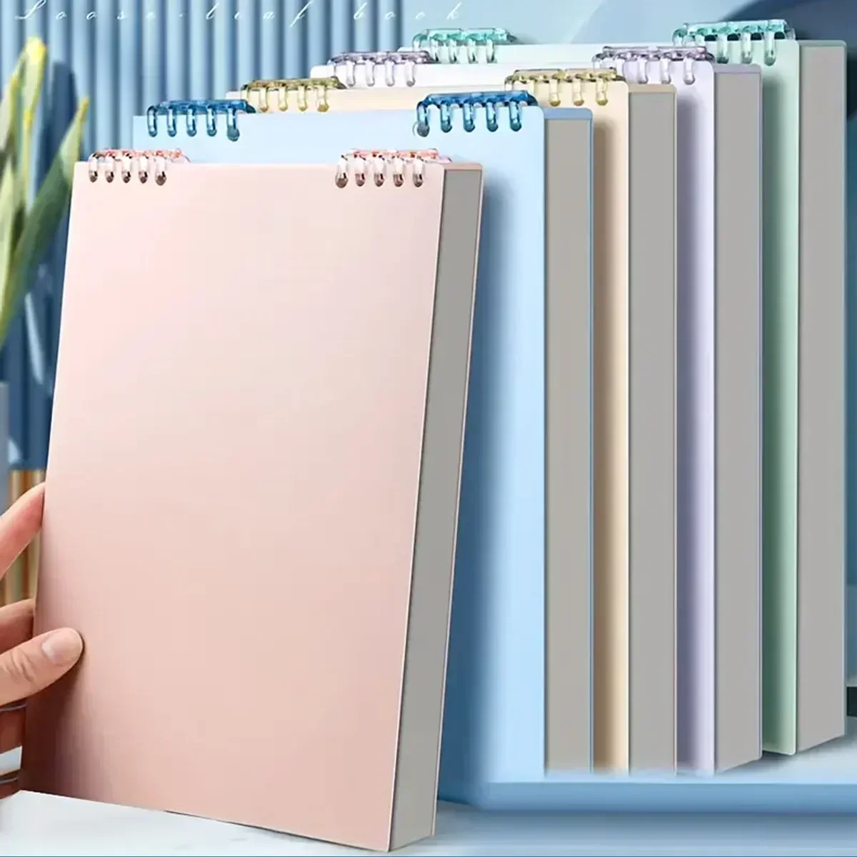Cuaderno A5 de 60 hojas gruesas, encuadernación en espiral, cuadernos de hojas sueltas con páginas de líneas para estudiantes, escuela, suministros de papelería de oficina