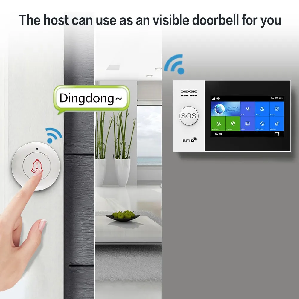 PGST PG-107 4G Wireless Home Alarm System ระบบรักษาความปลอดภัย WiFi 4.3 นิ้ว Full Touch Screen, ใช้งานร่วมกับ Alexa และ Google