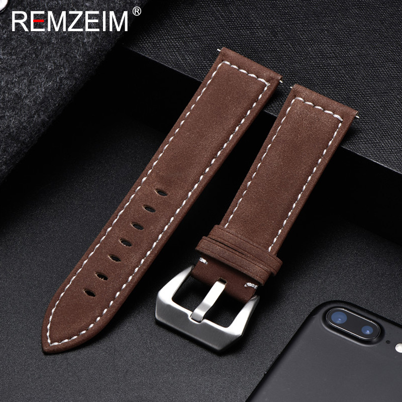 本革時計バンドブレスレットブラックブルーブラウンヴィンテージマット時計ストラップ女性男性 18 ミリメートル 20 ミリメートル 22 ミリメートル 24 ミリメートルリストバンド