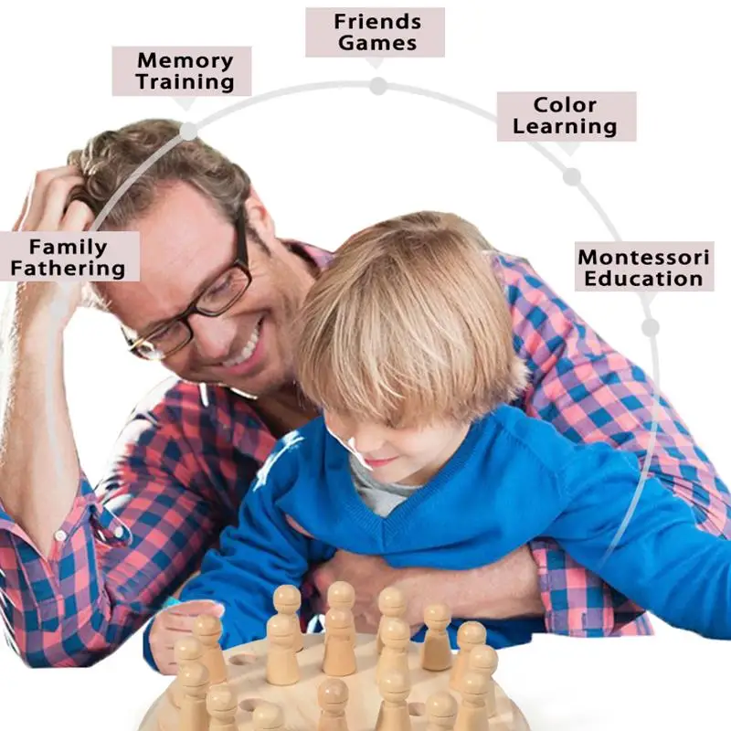 Montessori ไม้ Memory Match Stick หมากรุกเกม Logic Braintease ของเล่นสําหรับชายและหญิง Early Education การรับรู้สี