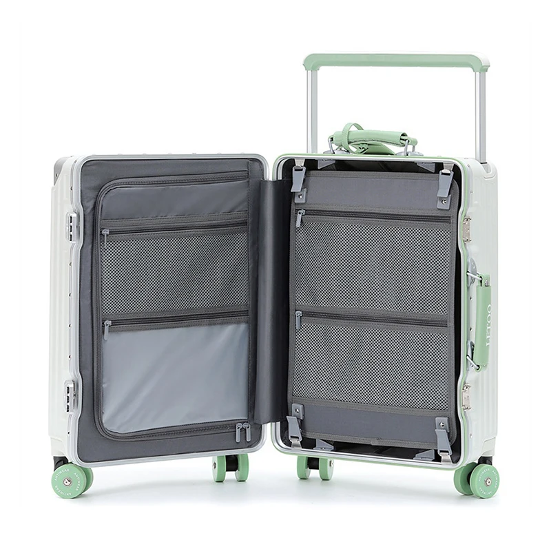 Nova Mala Ampla Handle Bagagem com Porta-Copo Mala De Viagem Cabine 20/24/26 Polegada TSA Customs Bloqueio Sacos De Viagem caixa de couro