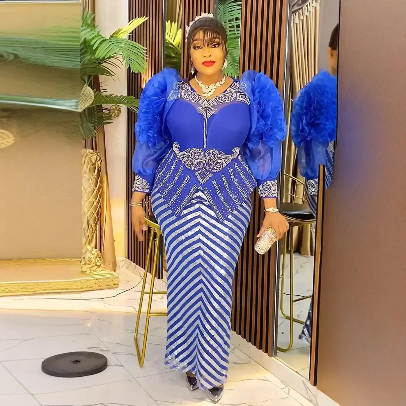 Cekiny Plus rozmiar afrykańskie sukienki imprezowe dla kobiet moda Dashiki Ankara wieczorowa suknia ślubna elegancka świąteczna muzułmańska sukienka Maxi
