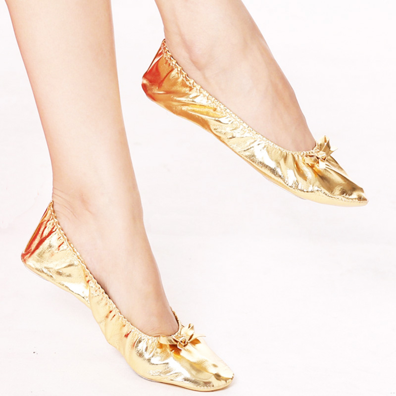 Sapatos indianos de dança do ventre para mulheres, sapatilhas de couro macio, dourado, para crianças e meninas, MMX10 PU, parte superior