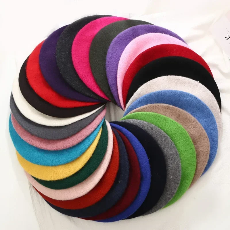 Boinas de lana para mujer, gorro cálido de estilo artista francés para invierno, boina lisa Retro, Color sólido, gorros elegantes para mujer que combinan con todo para otoño