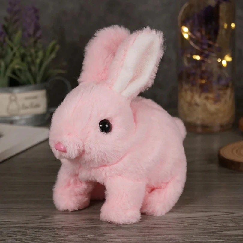 ผมยาวกระต่ายไฟฟ้าของเล่นตุ๊กตา Soft Plush จําลองรูปร่างตุ๊กตาสัตว์ขนาดเล็กแบตเตอรี่ Interactive เด็กที่ชื่นชอบของขวัญ
