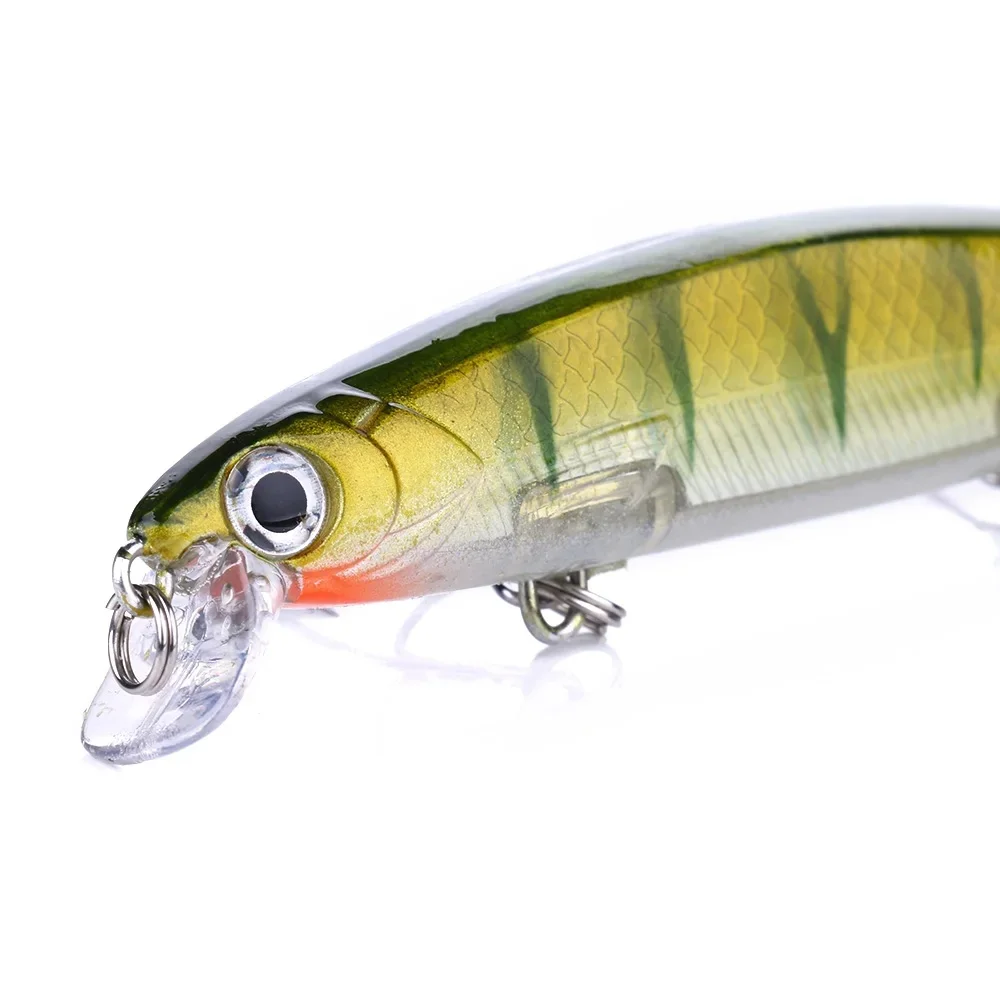 1pc minnow isca de pesca laser duro artificial isca 3d olhos 11cm 13g wobblers carpa equipamento de pesca afundando lento jerkbait