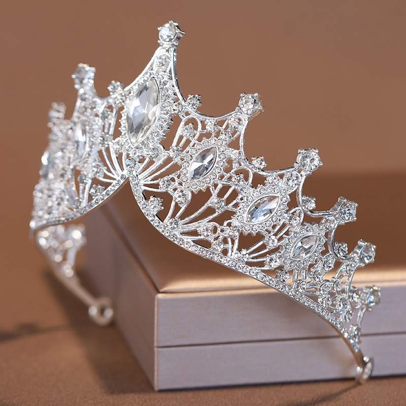 Braut Kopf bedeckung edle schillernde silberfarbene Damen Kristall krone Strass Tiara für Hochzeits feier entworfen