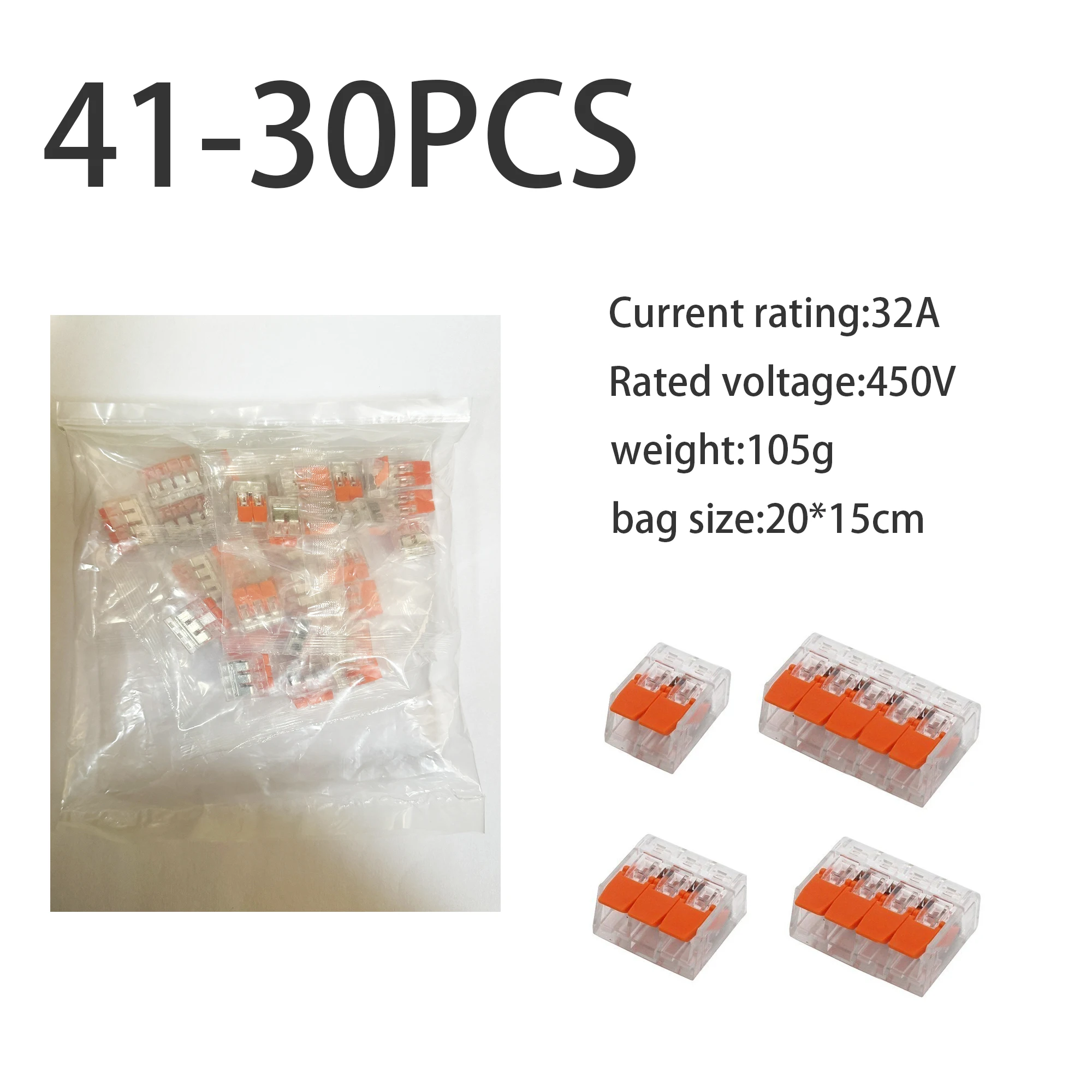 30 ชิ้น 32A ตัวเชื่อมต่อสายไฟขนาดกะทัดรัด Splice Connectors Quick ตัวเชื่อมต่อสายเคเบิล Light Terminal การเชื่อมต่อ
