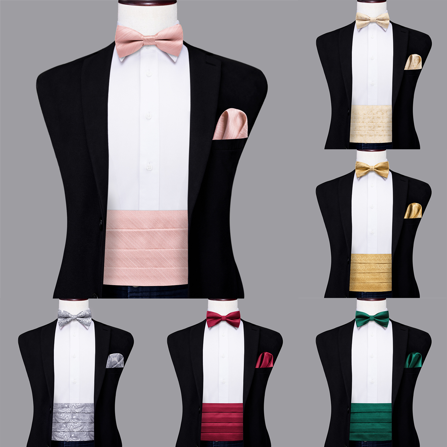 Hi-Tie-corbata de seda para hombre, corsés de Jacquard Vintage, gemelos de pañuelo, corsé de cinturón para boda y graduación, color rojo, rosa y Beige