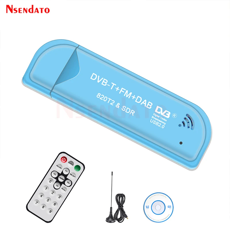 Receptor de TV Digital USB 2,0 Stick USB2.0 DVB-T SDR DAB FM HDTV sintonizador de TV Stick RTL2832U R820T2 antena Control remoto para ordenador portátil