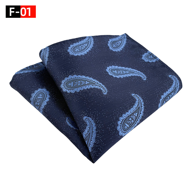 カシューフラワーポリエステルハンカチ、高度な感触のエレガントなハンカチ、最高の男性パーティー花婿付け添人、結婚式のポケットスクエア、25cm