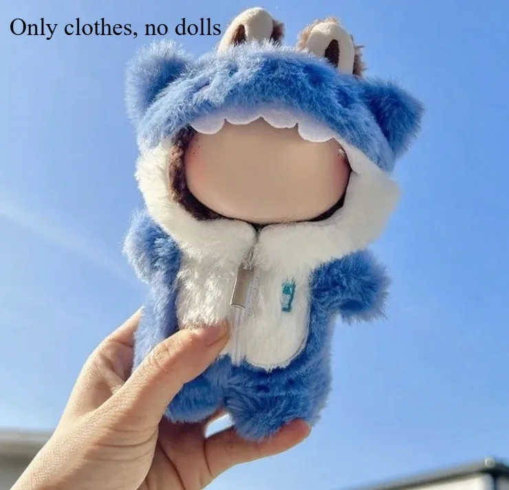 かわいいサメカバーオールミニ人形 17 センチメートルかわいいぬいぐるみ人形の服衣装ラブブ ldol 人形服アクセサリー