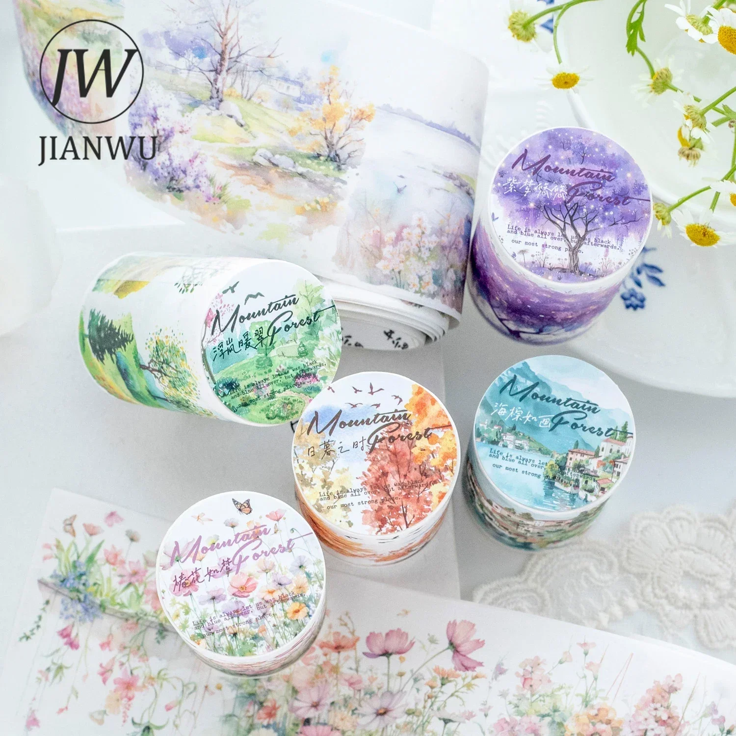 JIANWU 65mm*200cm 숲 시리즈 산책 빈티지 식물 조경 재료 콜라주 Washi 테이프 크리 에이 티브 DIY 저널 편지지