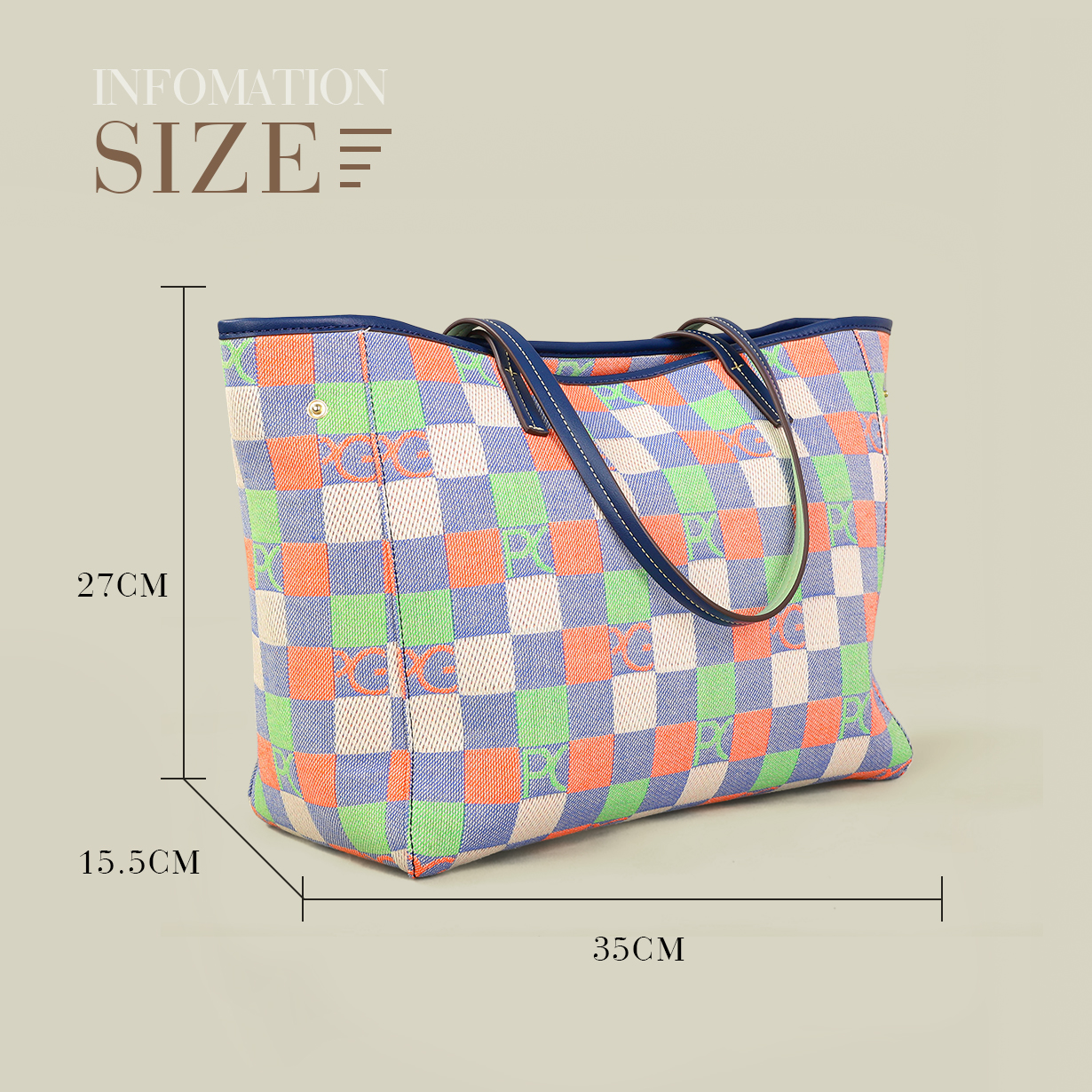 Bolso de mano con estampado de moda de marca de lujo PG para mujer, bolso multifuncional de gran capacidad para ir al trabajo en otoño e invierno 2025