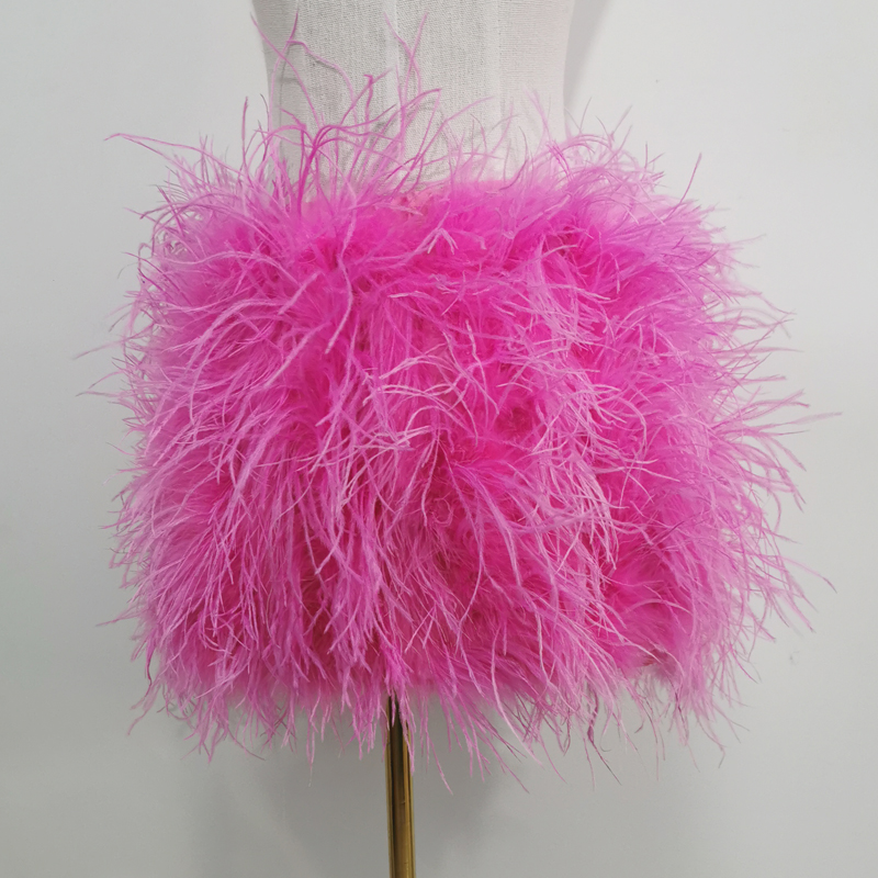 Minirok met echte veren, elastische taille sexy kleding, club, feestdansfeest carnaval korte rok kan in maat worden aangepast