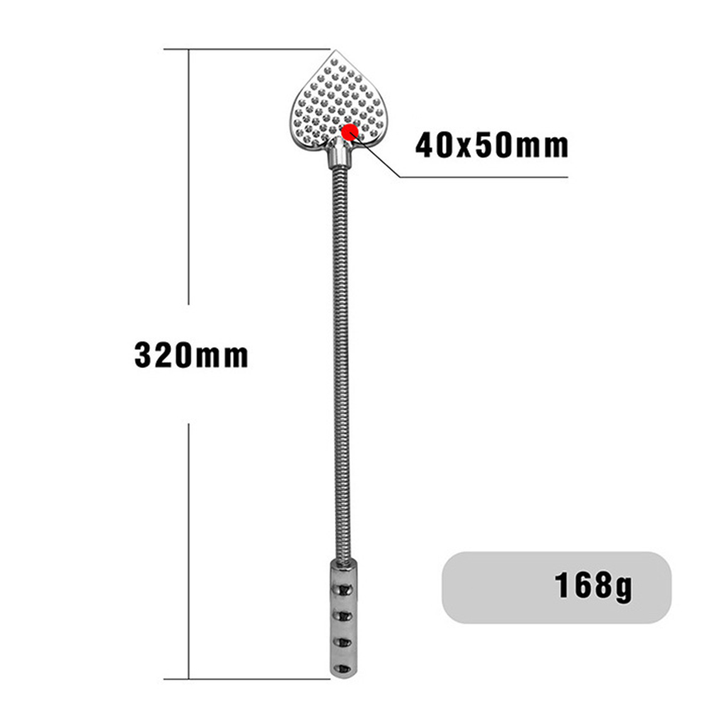 Látigo de caballo de acero inoxidable en forma de corazón, paleta de dolor de espiga, paleta flexible, 32CM