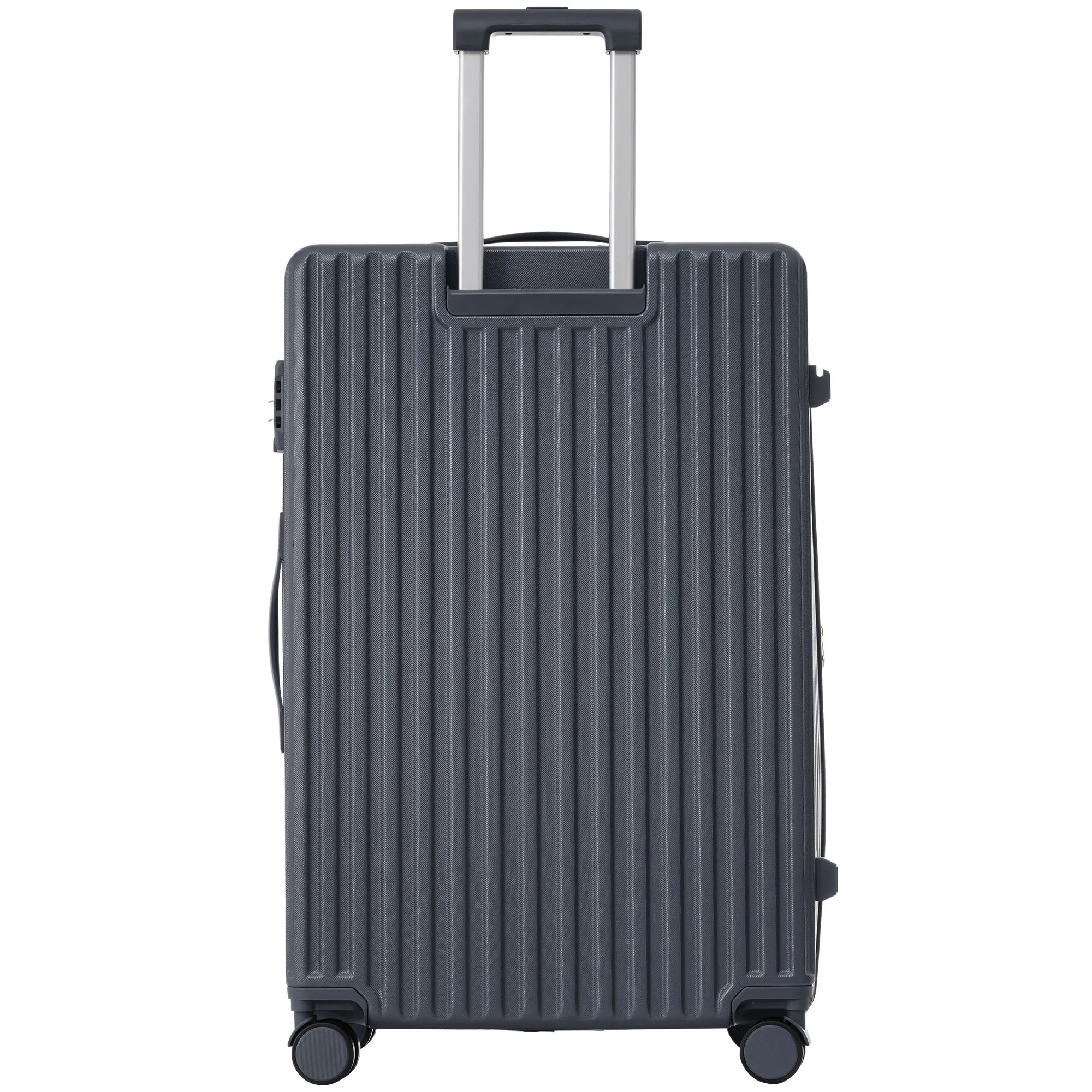 Hartschalen-Koffer, Rollkoffer, Reisekoffer, Handgepäck 4 Rollen, ABS-Material, TSA Zollschloss, 65*43*28, grau