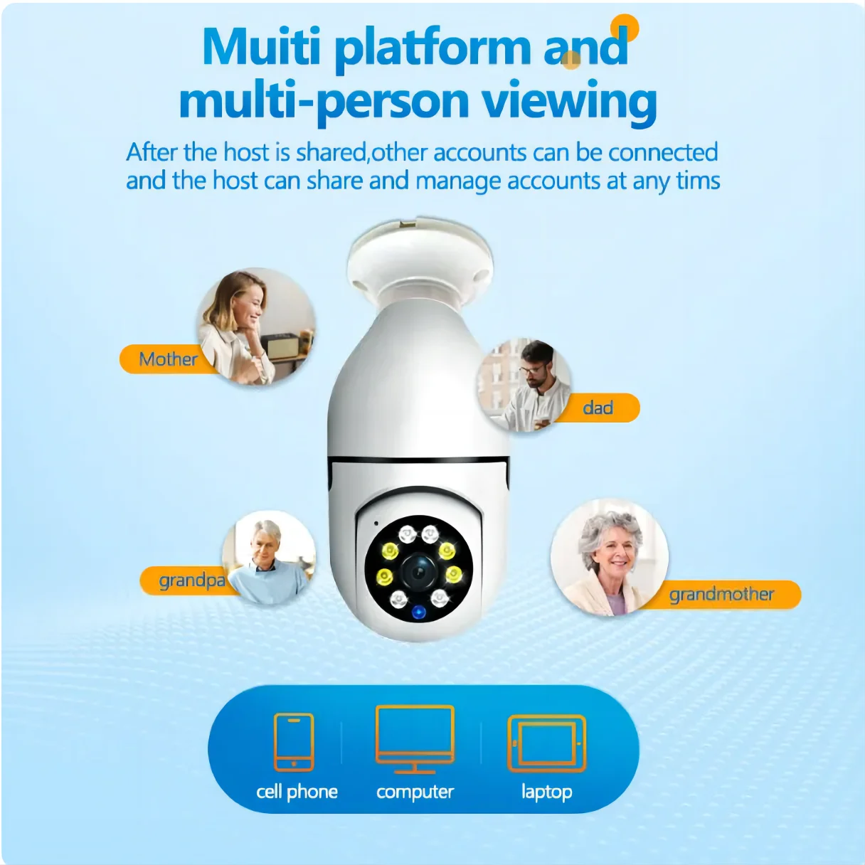 5G lampadina E27 telecamera di sorveglianza visione notturna a colori Zoom di tracciamento umano automatico Monitor di sicurezza per interni telecamera Wifi
