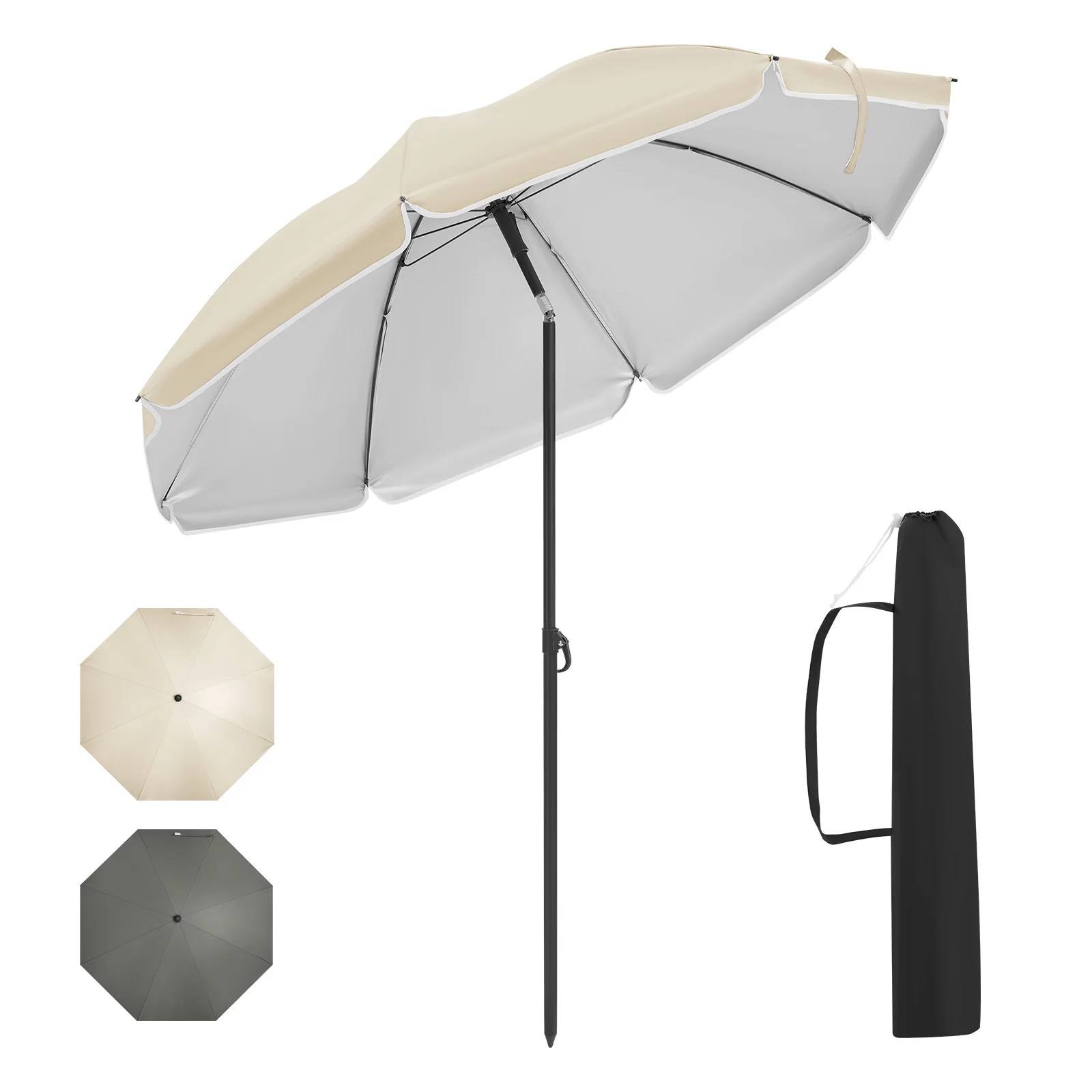 WOLTU Ombrellone da spiaggia Ombrellone da esterno impermeabile resistente ai raggi UV Protezione solare regolabile in altezza Ombrellone rotondo per giardino patio