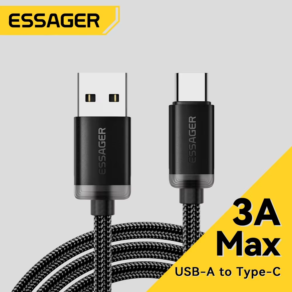 Essager-Cable USB tipo C 3A, Cables de carga rápida USB A a tipo C para iPone 15, Samsung, Xiaomi, Cable cargador de datos para teléfono móvil