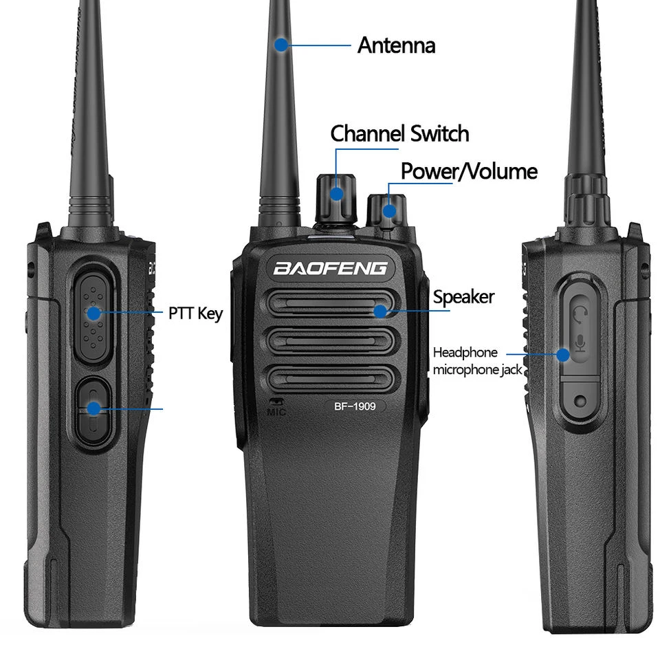 6 Stück BAOFENG BF-1909 Walkie Talkie UHF Long Range Portable Two Way VOX 16 Kanäle Typ-C 3800 mAh