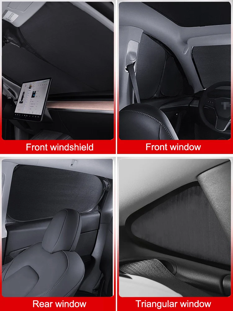 Silver Coated Cloth Sun Shade for Tesla Model 3 Y 2020-2023 Side Window Privacy Sunshade Blind Shading for Camping Accessories
