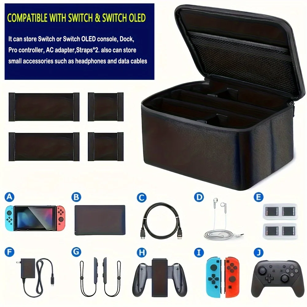 Geeignet für Switch OLED/Lite Reise-Aufbewahrungstasche, Host-Zubehör-Schutzbox, tragbares Switch-Gehäuse, abnehmbares Fach