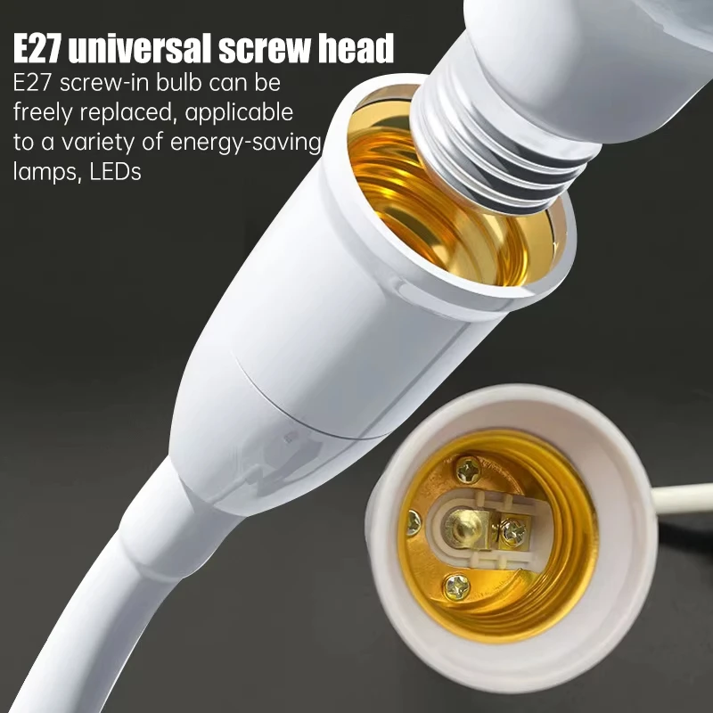 Portalámparas con casquillo E27, Base de lámpara Led, cabezal de lámpara giratorio enchufable directo con interruptor, portalámparas con enchufe europeo, lámpara de mesa LED