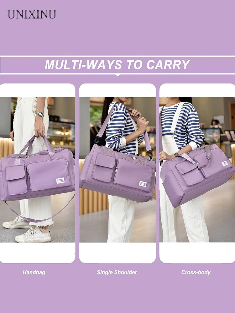 Unixinu bolsa de viagem de mão, grande capacidade, weekender, noite, duffle, com compartimento para sapatos, esportes, fitness, para mulheres