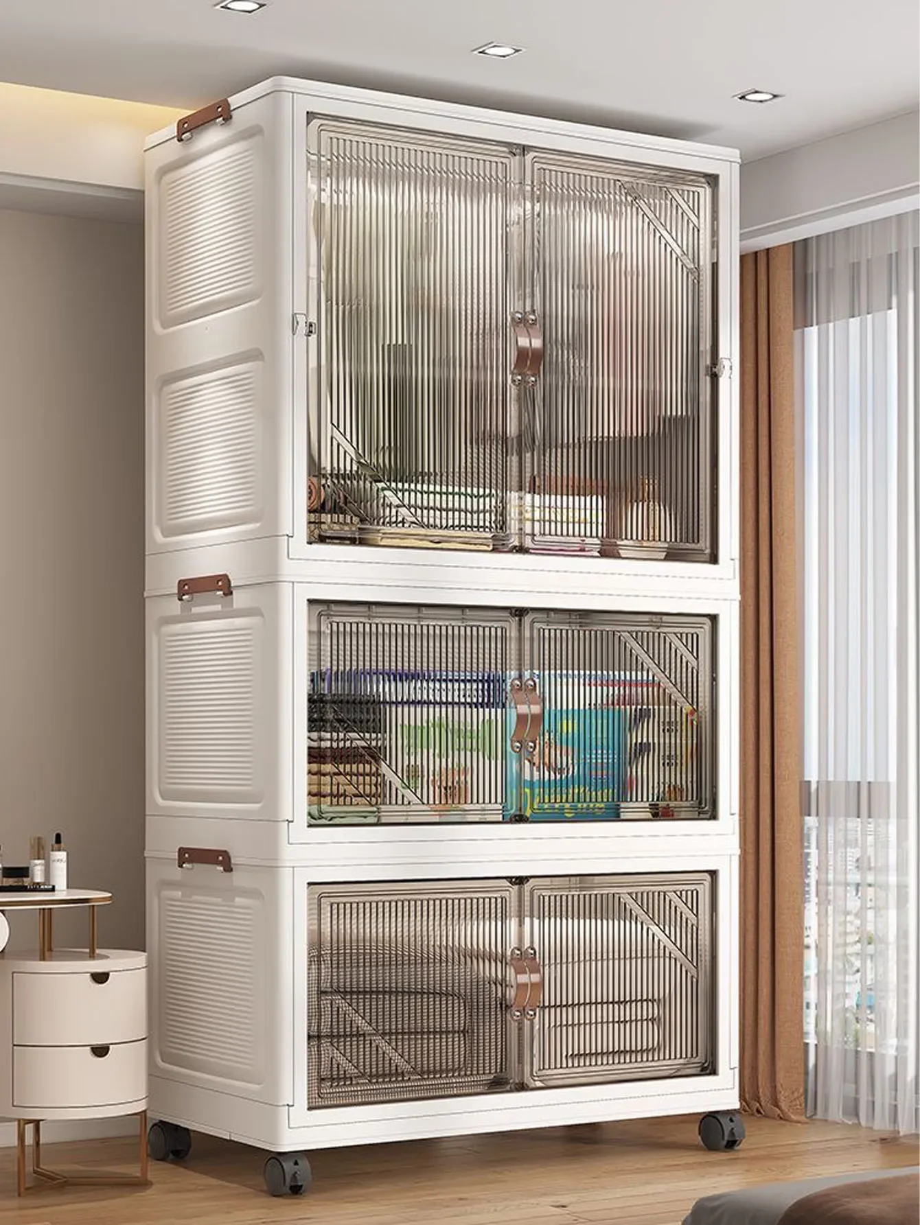 Armário de armazenamento dobrável, organizador de armário multicamadas, armário dobrável multiescena para casa, escritório, solução de economia de espaço