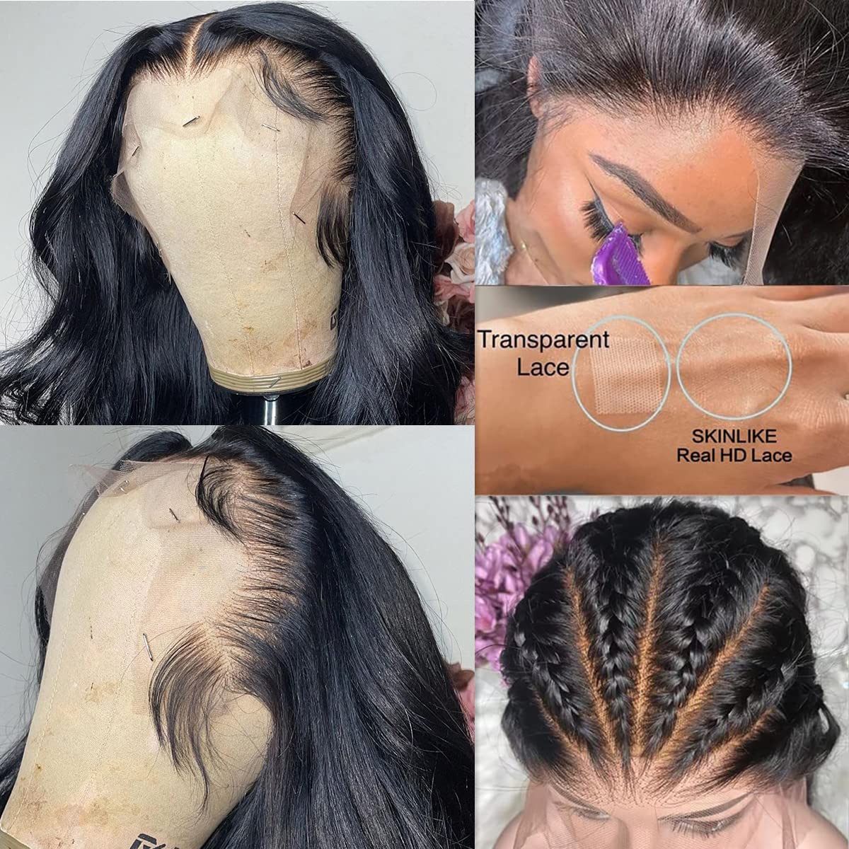 ブラジルのナチュラルヘアウィッグ,ウェーブのかかった人間の髪の毛,13x6,30インチ,40インチ,HD透明フロントレース