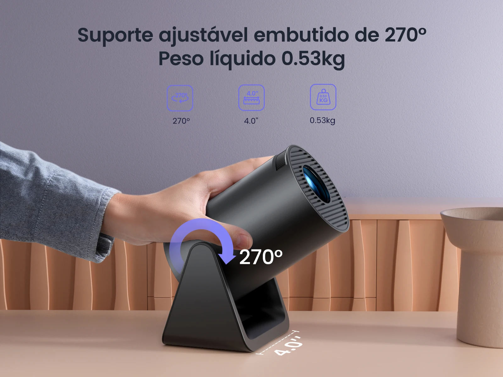Mini projetor Wimius L1 com suporte a 1080P 300 ANSI Android 11 Wifi Bluetooth Projetor de filme portátil para áreas externas com Keystone automático para telefone/stick de TV/laptop