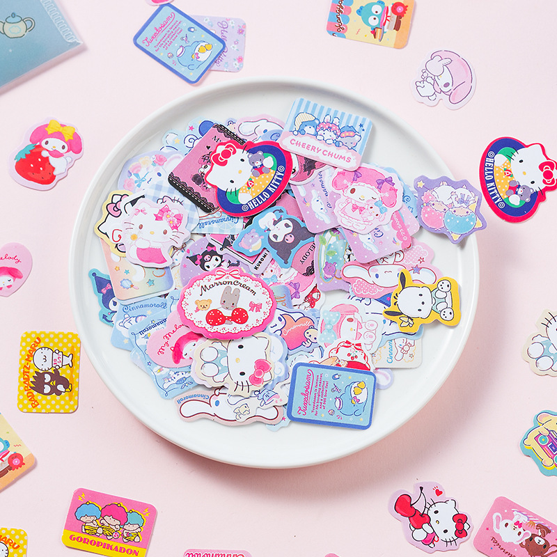 40PCS Kawaii Hello Kitty My Melody Kuromi การ์ตูน Sanrio สติกเกอร์สําหรับเด็กผู้หญิงซองจดหมาย DIY แล็ปท็อปโทรศัพท์เครื่องเขียนสติกเกอร์
