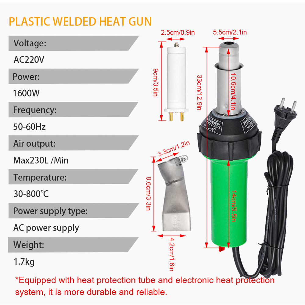AC220V 1600 ワットプラスチック溶接ガンマシン電気ホットエアガンプラスチック溶接トーチ + 加熱コア + フラットヘッドアクセサリー