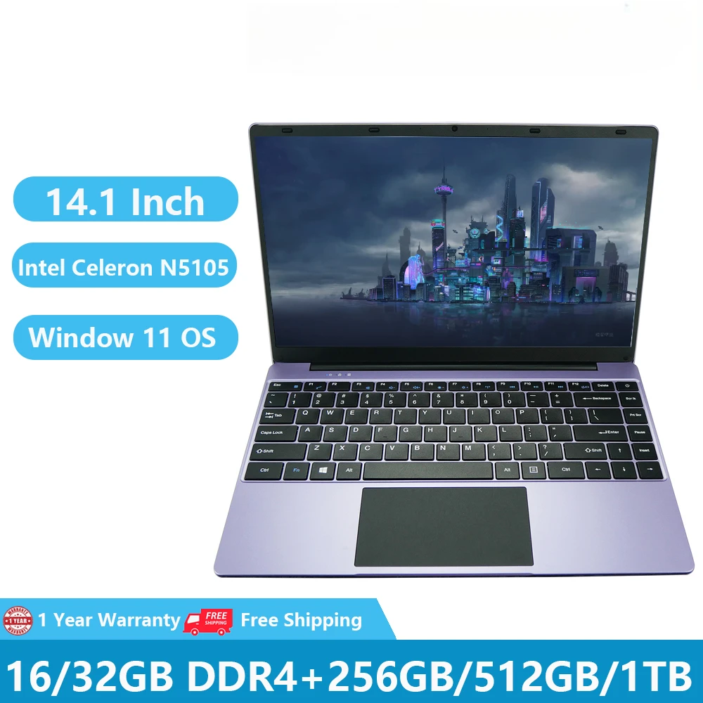 2024 Vrouw Laptops Meisje Student Notebook Netbook Kantoor Studie Gaming Computer 14.1 Inch Intel N5105 16Gb Ram 1Tb Vijf Kleuren