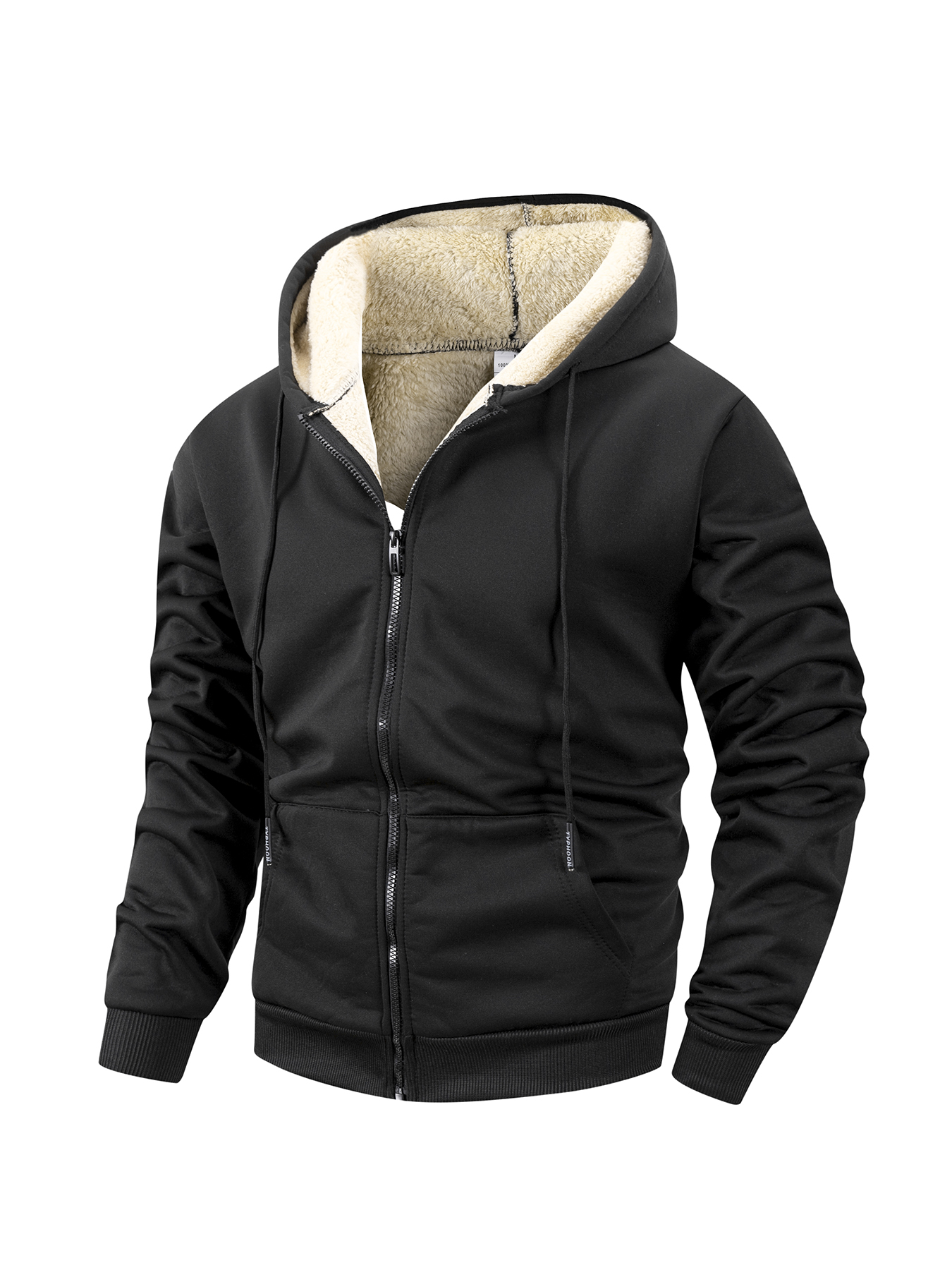 Giacca invernale da uomo con cerniera in pile caldo antivento con cappuccio cardigan pesante felpe sportive casual a maniche lunghe cappotto con cappuccio