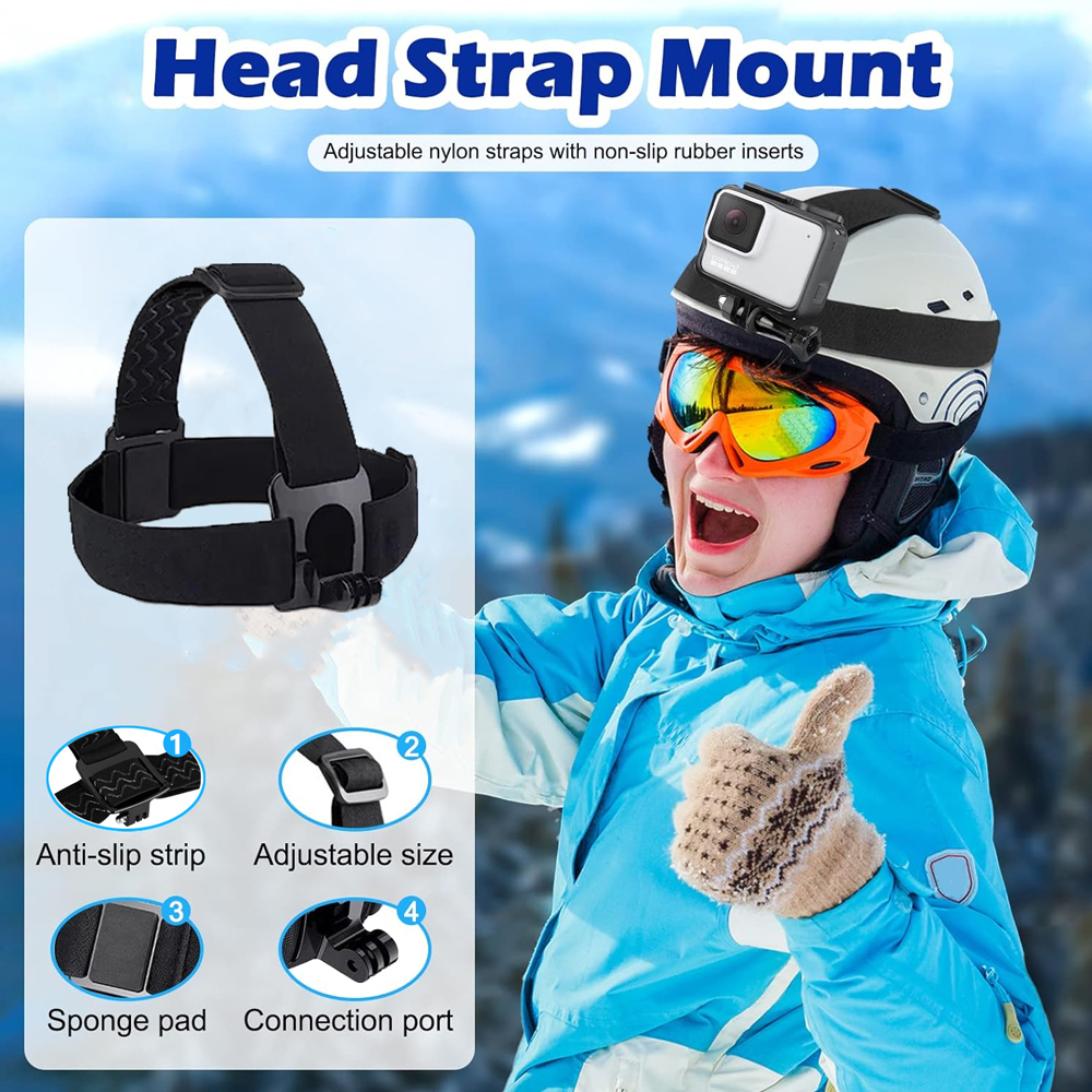 All-in-One Action Camera Accessories Kit Head Strap Chest Strap Mount Adjustable for GoPro Hero Phone Osmo SJCAM AKASO insta360