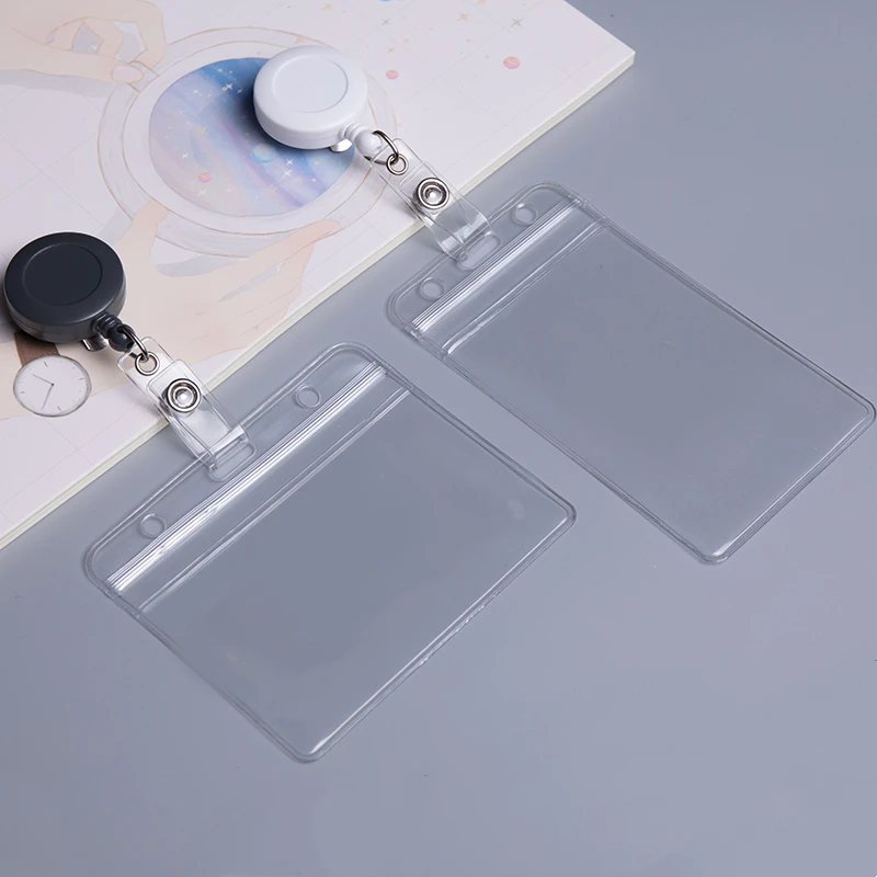 Прозрачный чехол для работника, Обложка для карточки сотрудника с выдвижным зажимом и ремешком на шею, для удостоверения личности