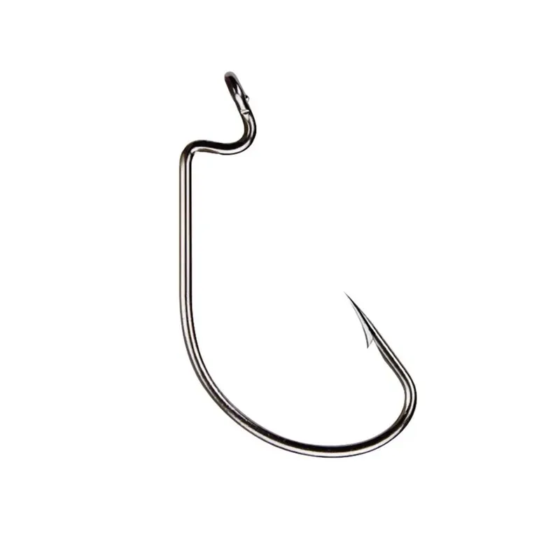 50 ชิ้นกล่องตะขอตกปลาชุด Jig Crank ตะขอหนามสูงคาร์บอนสแตนเลสกว้าง Gap Offset Fishhook Soft Worm Sea Hook Tackle