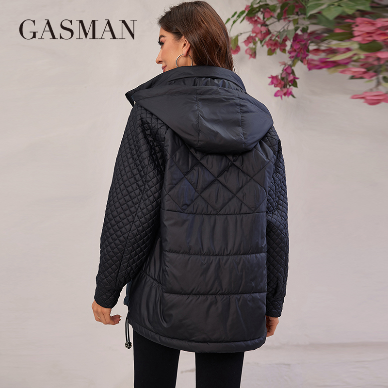GASMAN-Chaqueta de plumón para mujer, abrigos de longitud media, parkas finas de algodón, 2024