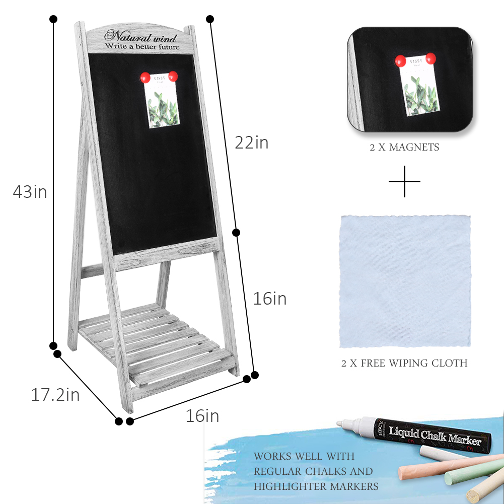 Quadro autônomo vintage com prateleira de exibição, Cavalete Chalkboard Sign, Comprar Message Board